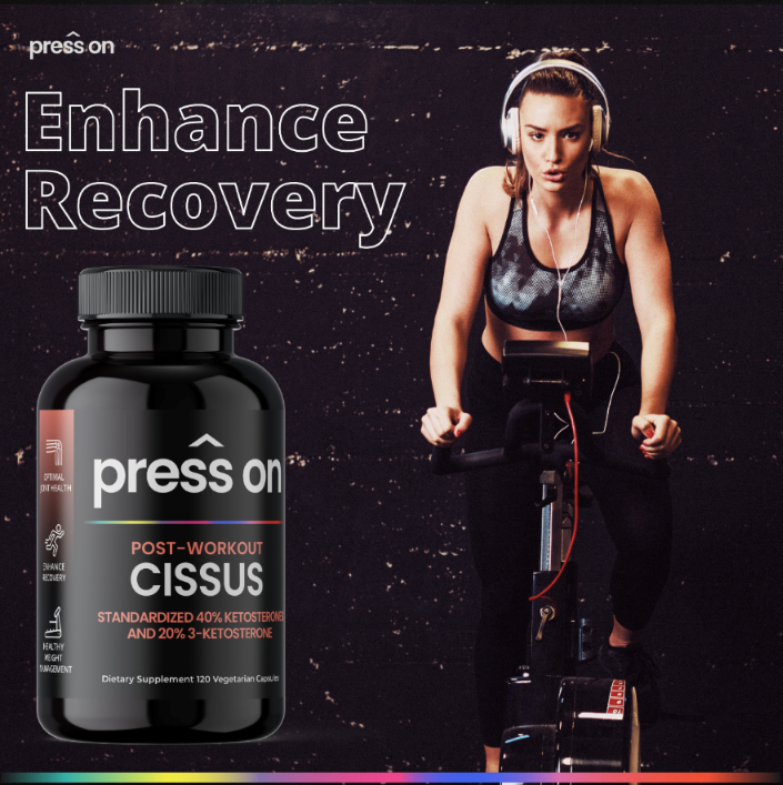 PRESS ON CISSUS Standardized 40% Ketosterones 20% 3-Ketosterone 1000mg, 100 Capsules
