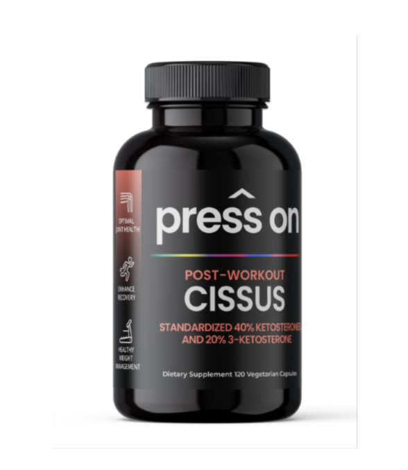 PRESS ON CISSUS Standardized 40% Ketosterones 20% 3-Ketosterone 1000mg, 100 Capsules